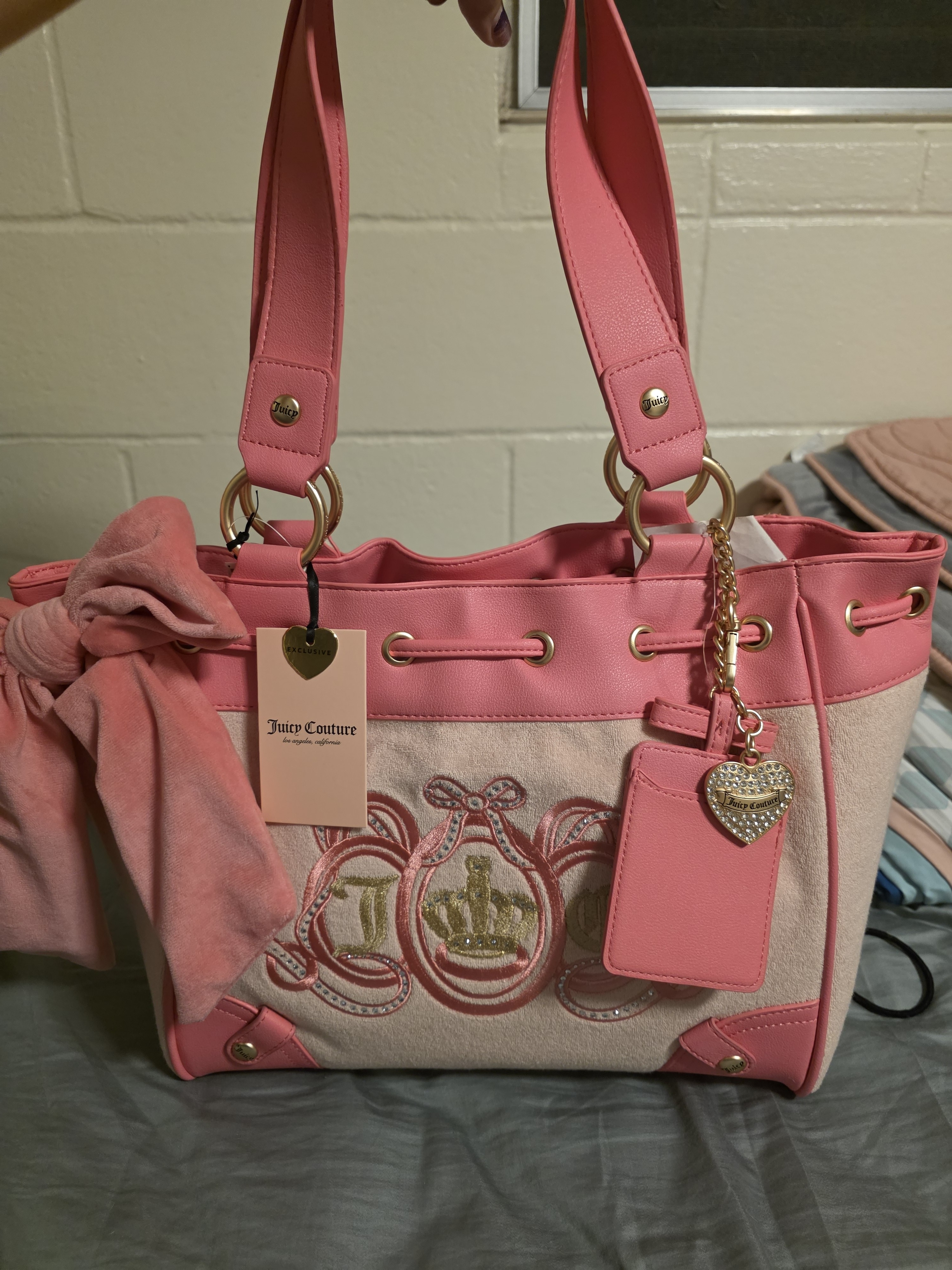 Juicy Couture Pink Canvas & Leather-Trim Tote With Charms